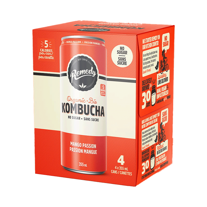Remedy Organic Kombucha - Mango Passion, 4x355ml