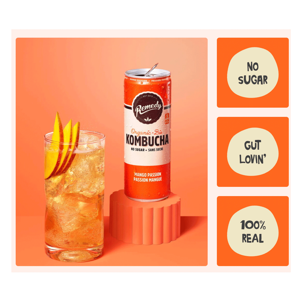 Remedy Organic Kombucha - Mango Passion, 4x355ml