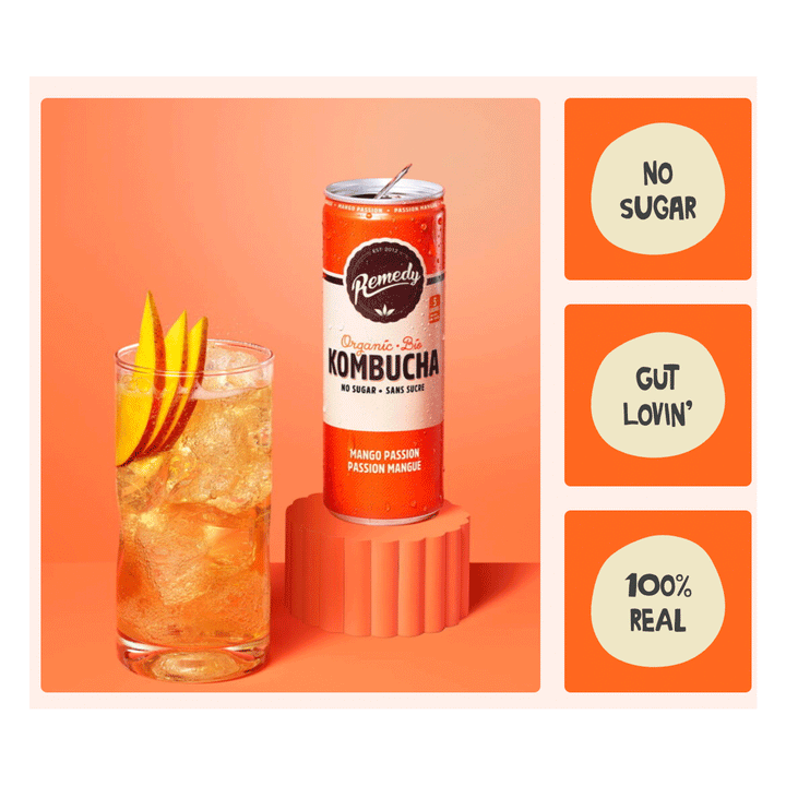 Remedy Organic Kombucha - Mango Passion, 4x355ml