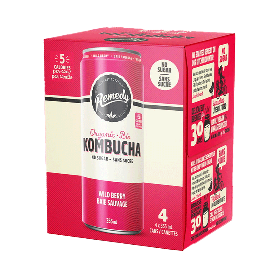 Remedy Organic Kombucha - Wild Berry, 4x355ml