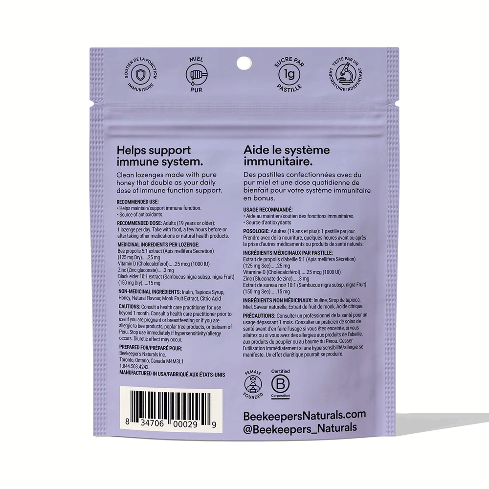 Beekeeper's Naturals Elderberry Propolis Lozenges, 50g