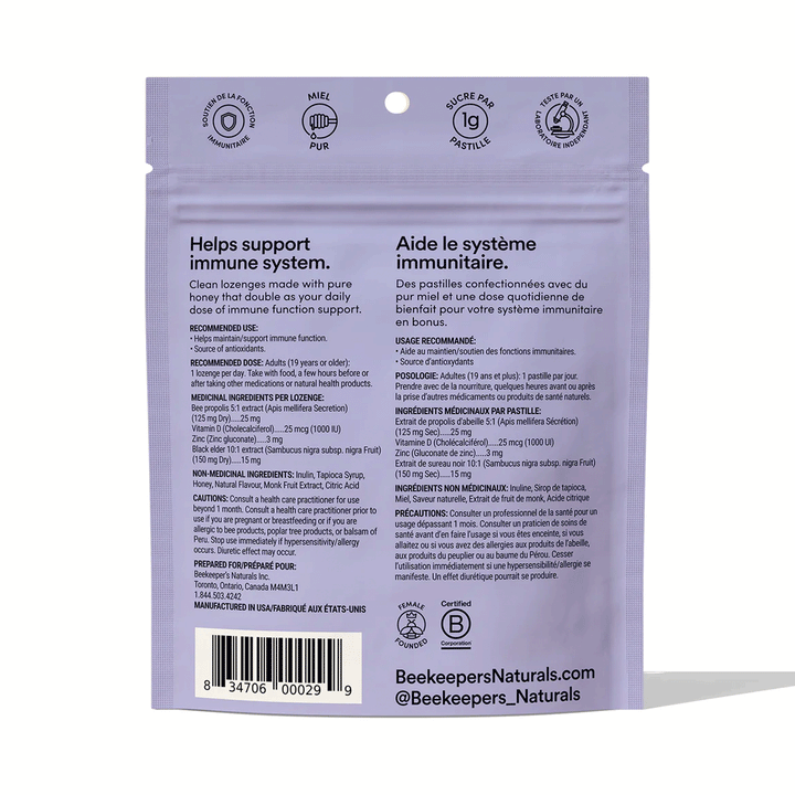 Beekeeper's Naturals Elderberry Propolis Lozenges, 50g