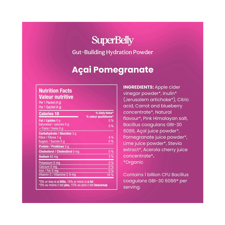 Blume SuperBelly Gut-Building Hydration Powder, Açai Pomegranate (15 Count)