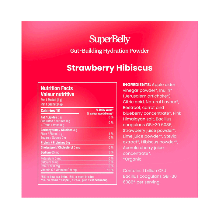 Blume SuperBelly Gut-Building Hydration Powder, Strawberry Hibiscus (15 Count)
