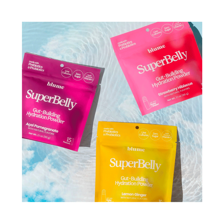 Blume SuperBelly Gut-Building Hydration Powder, Strawberry Hibiscus (15 Count)