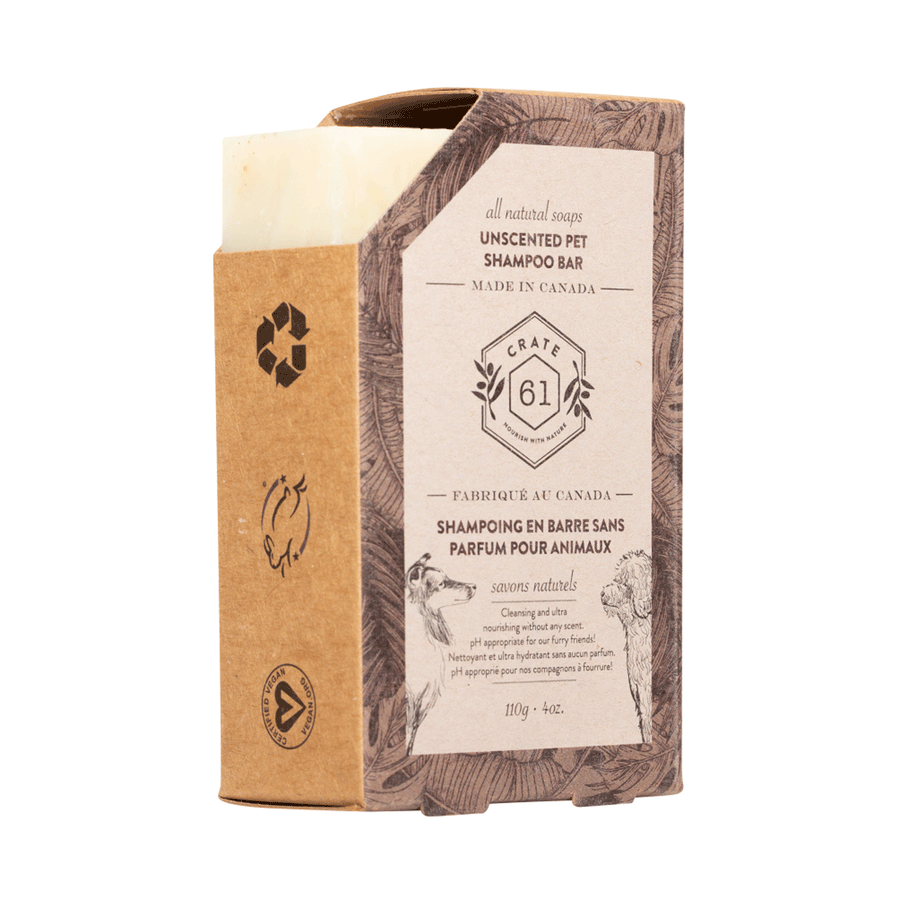 Crate 61 Organics Unscented Pet Shampoo Bar, 110g