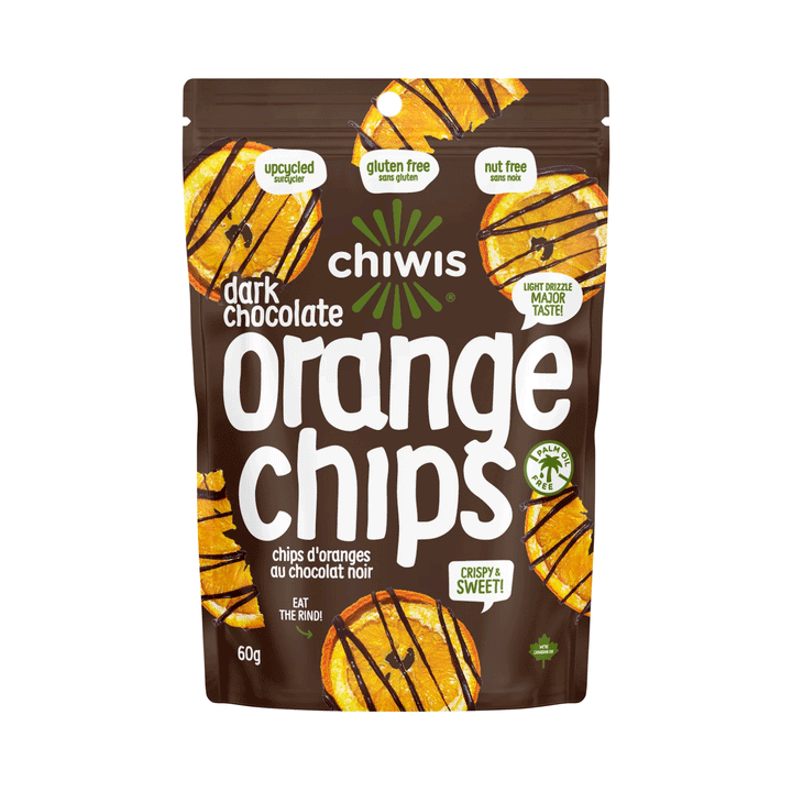 Chiwis Dark Chocolate Drizzled Orange Chips, 60g