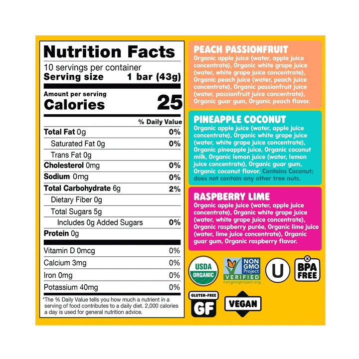 Deebee's Tropical Superfruit Freezie Pops, 10x40ml