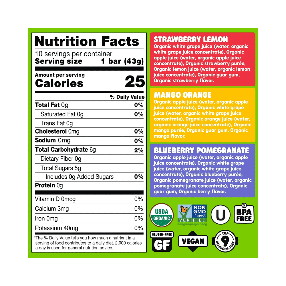 Deebee's Classic Superfruit Freezie Pops, 10x40ml