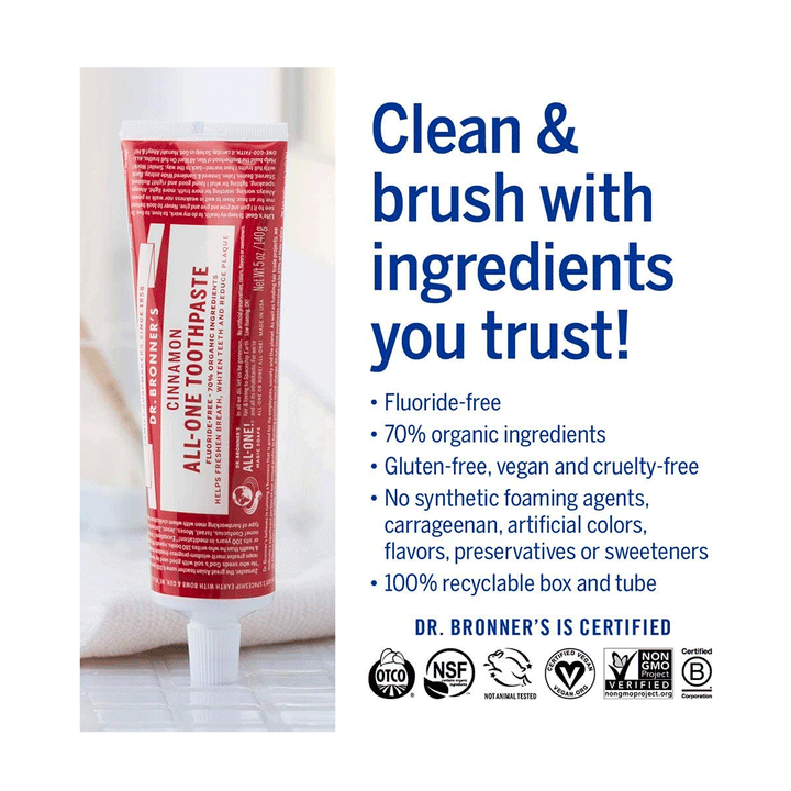 Dr. Bronner's Cinnamon All-One Toothpaste, 140g