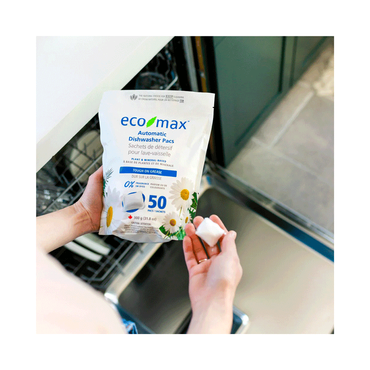 Eco-Max Fragrance Free Automatic Dishwasher Pacs (50 pacs), 900g