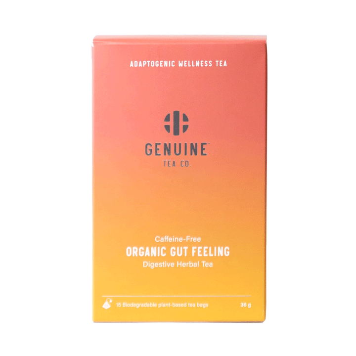 Genuine Tea Organic Gut Feeling Adaptogenic Wellness Pyramid Tea, 15 Bags