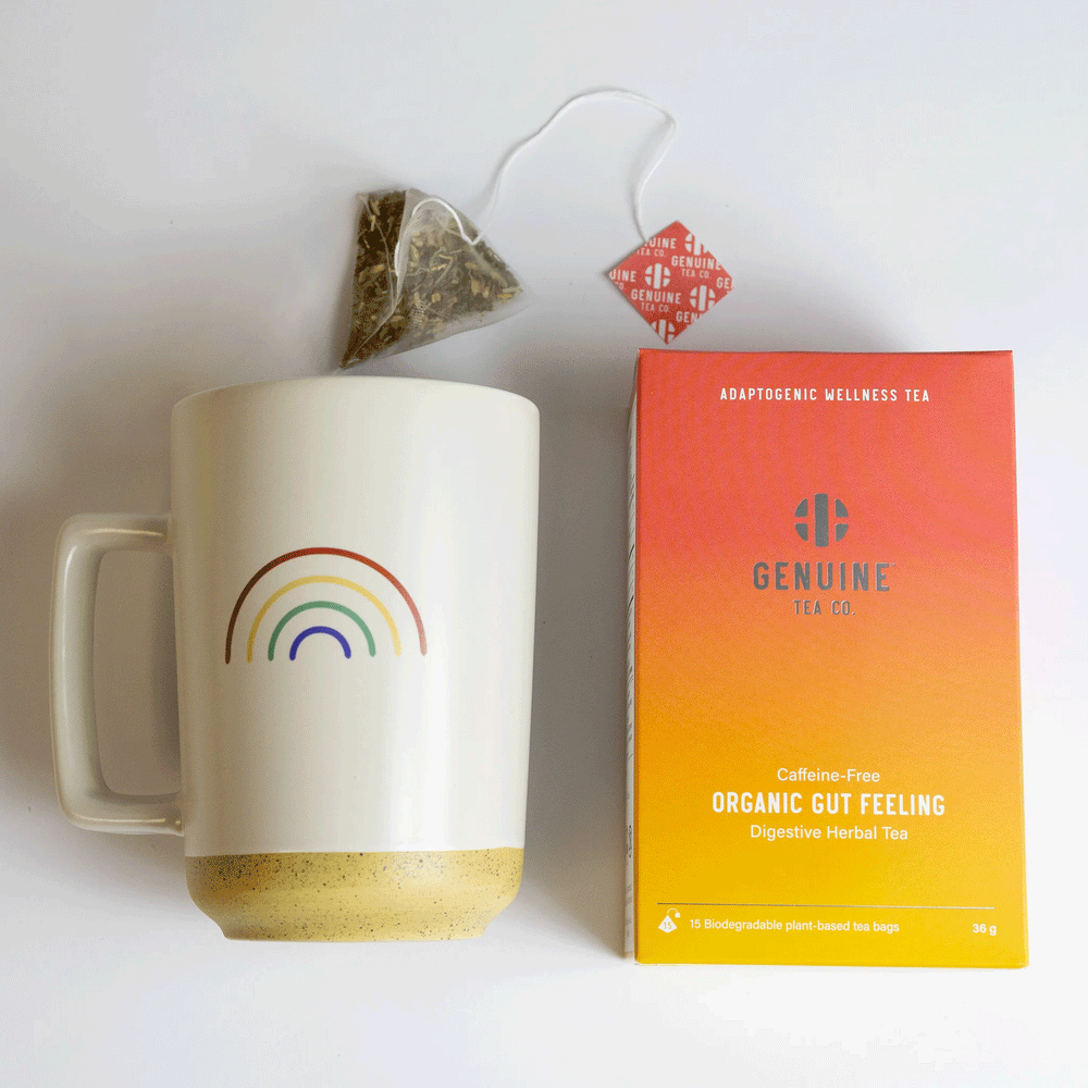 Genuine Tea Organic Gut Feeling Adaptogenic Wellness Pyramid Tea, 15 Bags