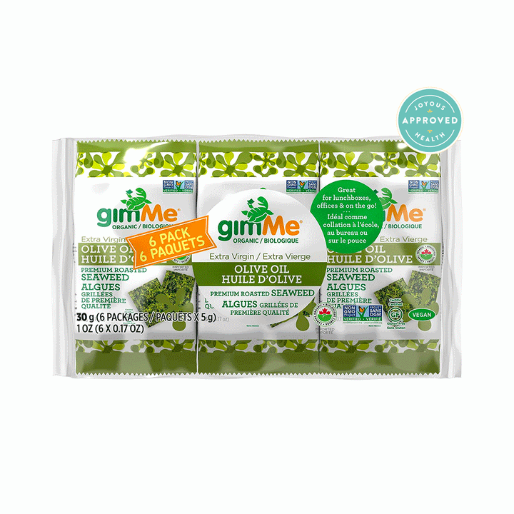 GimMe Organic Sea Salt & Olive Oil Roasted Seaweed Snacks, 6x4.5g