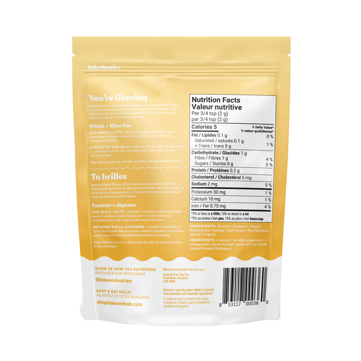 Lake & Oak Tea Co. Sun Mylk Adaptogenic Turmeric Latte Blend, 80g