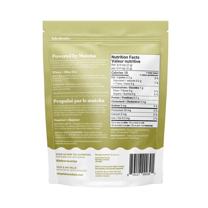 Lake & Oak Tea Co. Mega Matcha Superfood Latte, 60g