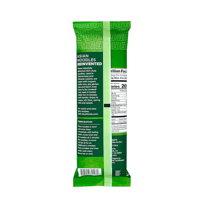 Lotus Foods Organic Traditional Pho Rice Noodles - Heirloom Rice, 227g