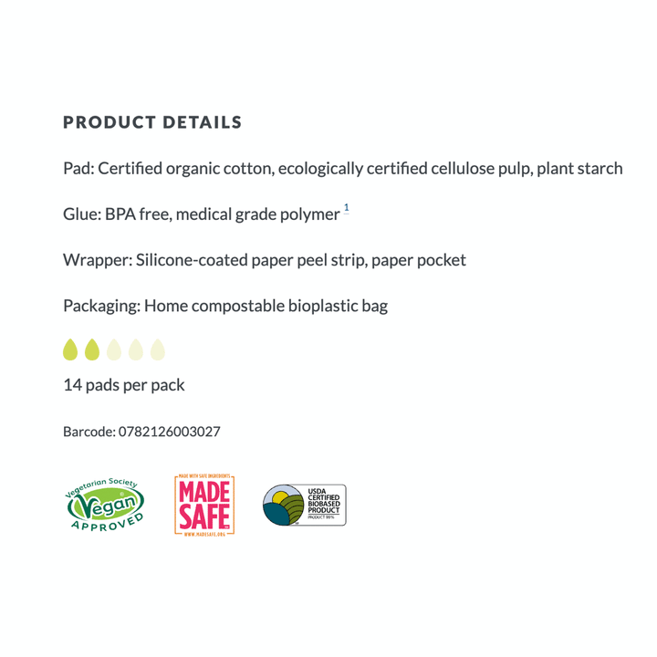 Natracare Regular Natural Maxi Pads, 14ct
