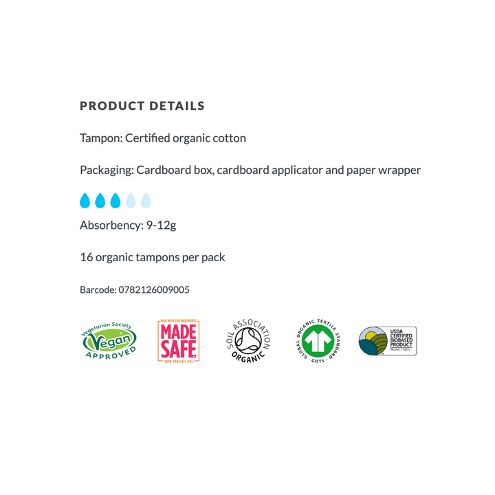 Natracare Super Organic Cotton Tampons with Applicator, 16ct