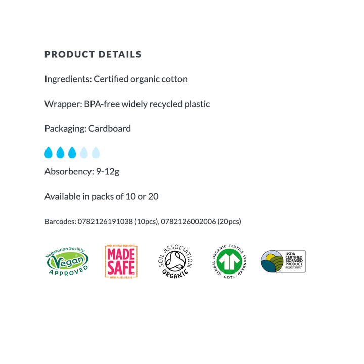 Natracare Super Non-Applicator Organic Cotton Tampons, 20ct