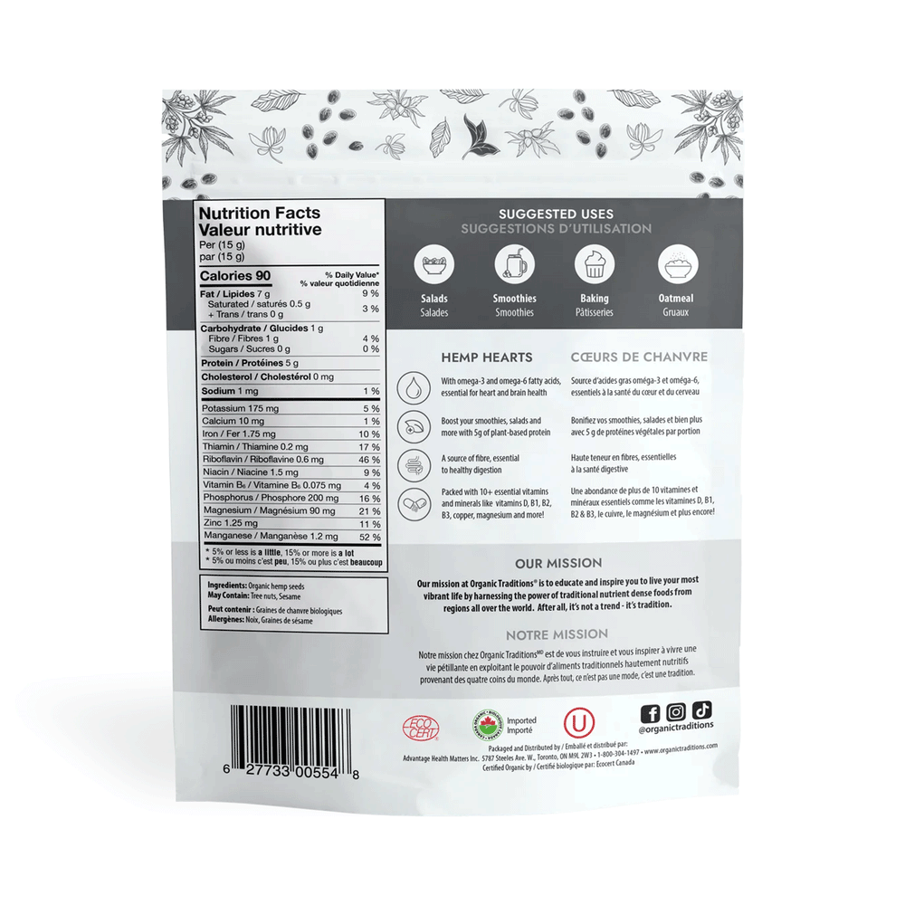 Organic Traditions Hemp Hearts, 227g