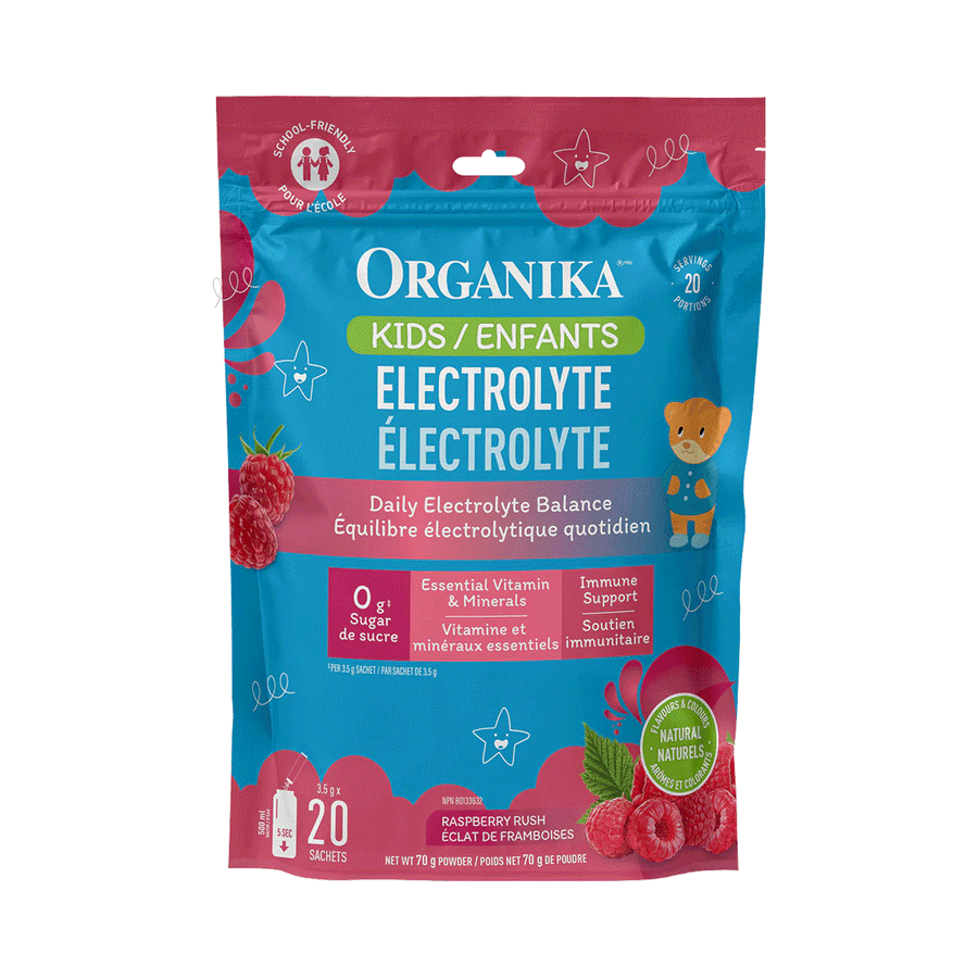 Organika KIDS Electrolytes Sachets - Daily Electrolyte Balance - Raspberry Rush, 3.5g x 20