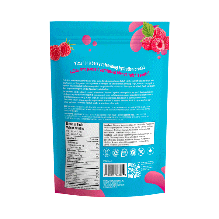 Organika Electrolytes Sachets - Wild Raspberry, 3.5g x 20