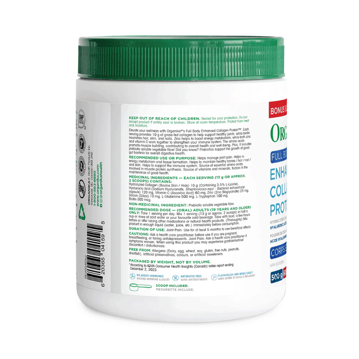 Organika Full Body Enhanced Collagen Protein, 600g