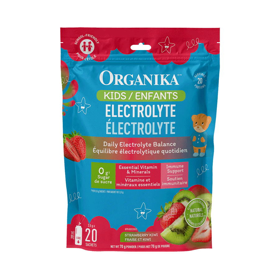 Organika KIDS Electrolytes Sachets - Daily Electrolyte Balance - Strawberry Kiwi, 3.5g x 20