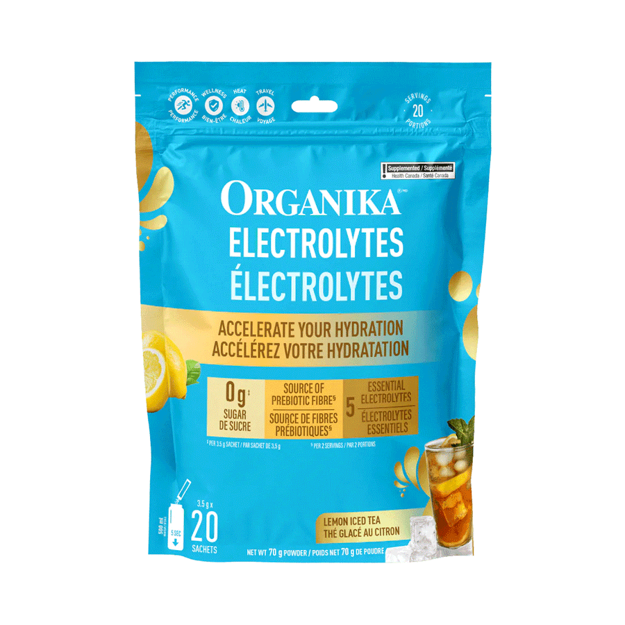 Organika Electrolytes Sachets - Lemon Iced Tea, 3.5g x 20