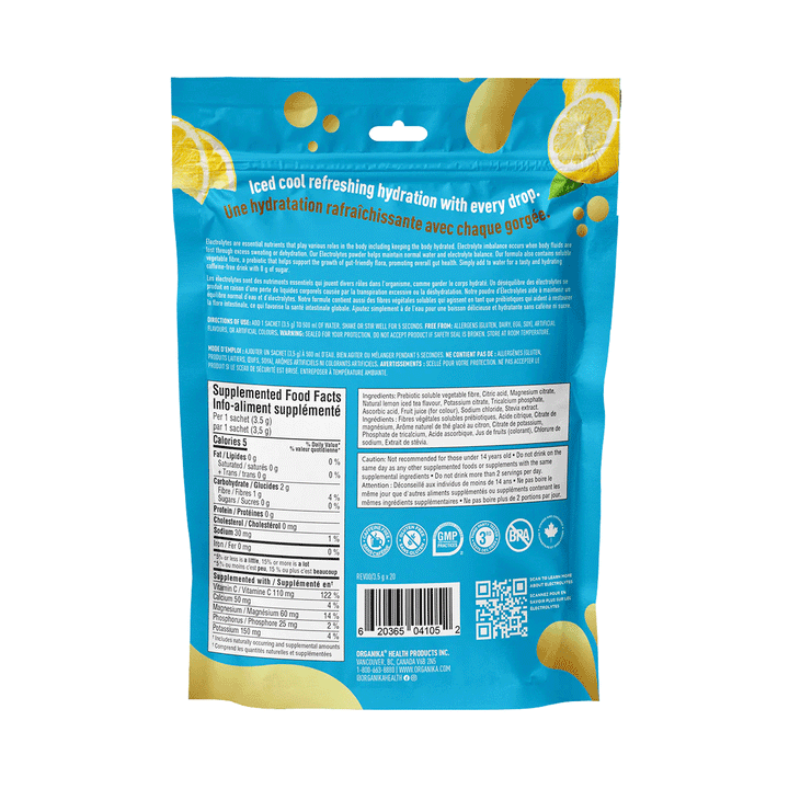 Organika Electrolytes Sachets - Lemon Iced Tea, 3.5g x 20