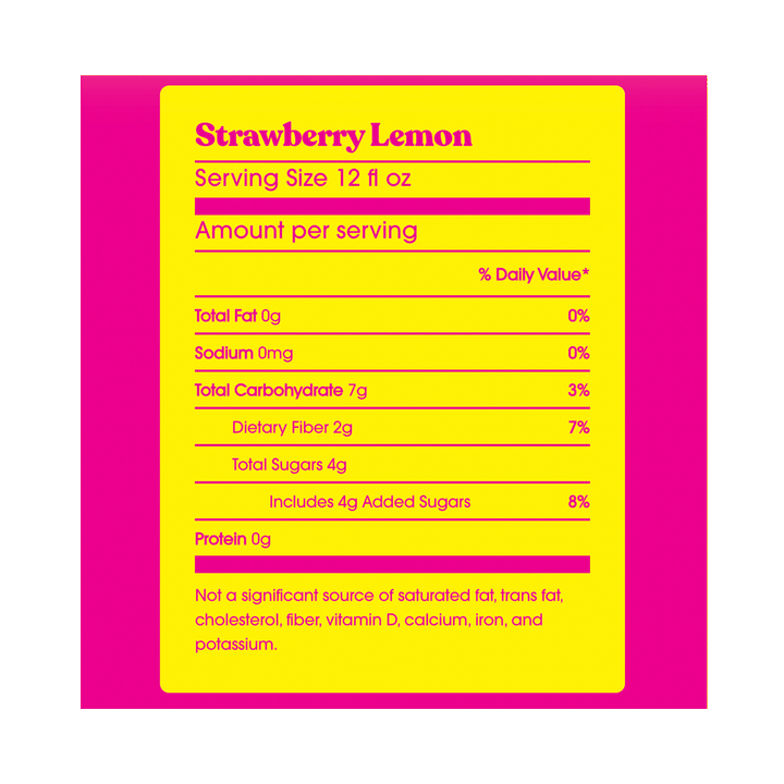 POPPI Sparkling Prebiotic Soda Strawberry Lemon, 4 x 355 ml