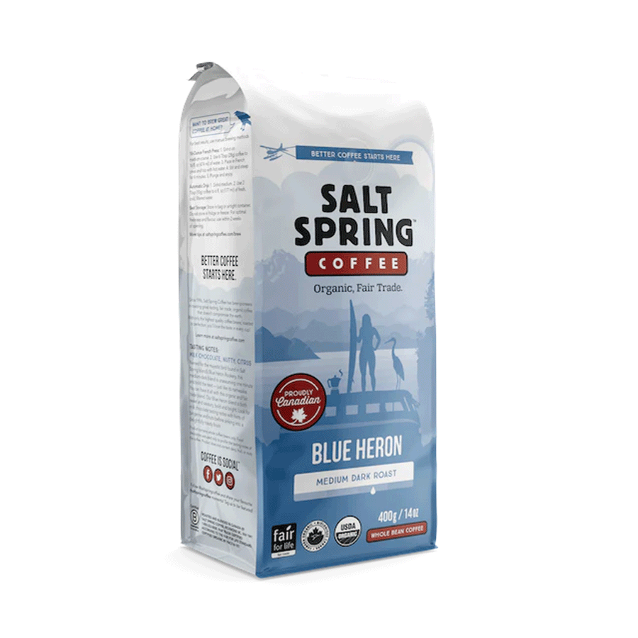 Salt Spring Organic Blue Heron Medium Dark Roast Coffee, 400g