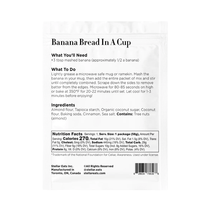 Stellar Eats Instant Treat: Banana Bread In A Cup, 8 Pack
