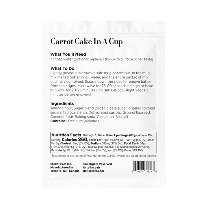 Stellar Eats Instant Treat: Carrot Cake In A Cup, 8 Pack