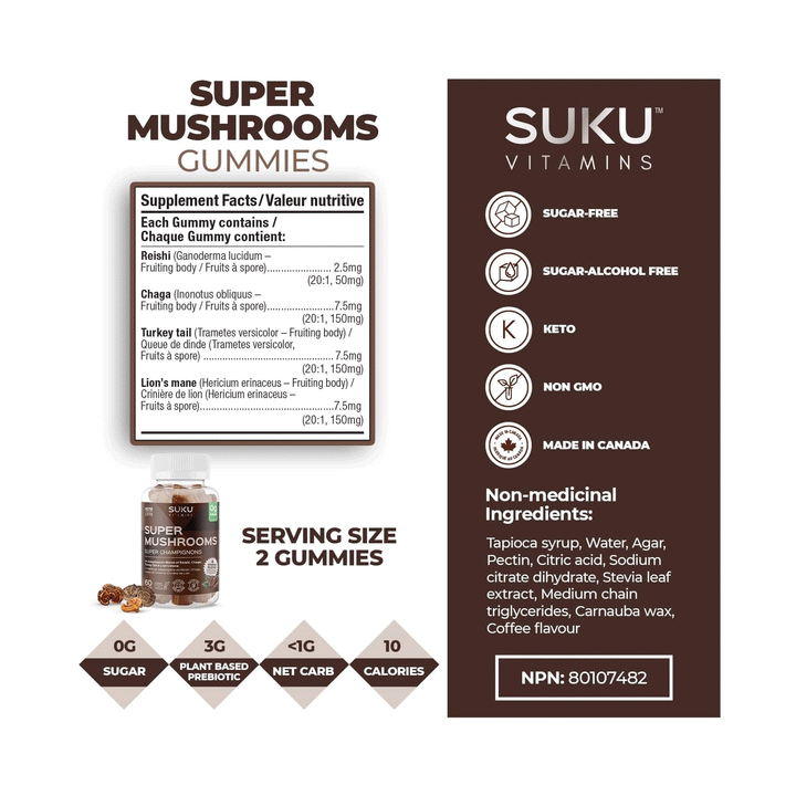 Suku Vitamins - Super Mushrooms, 60 Gummies