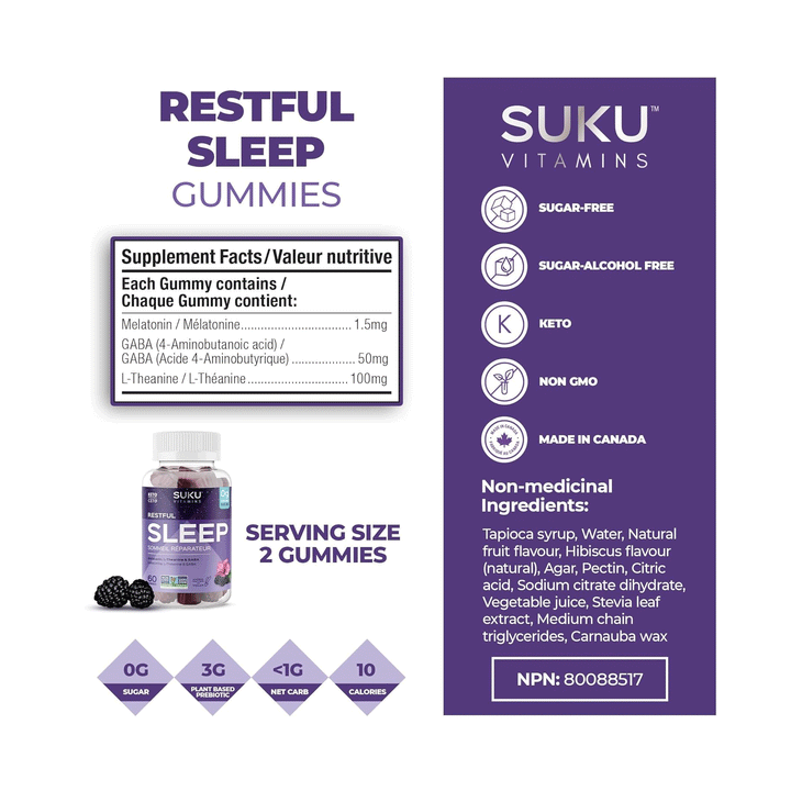 Suku Vitamins - Restful Sleep - Blackberry, 60 Gummies