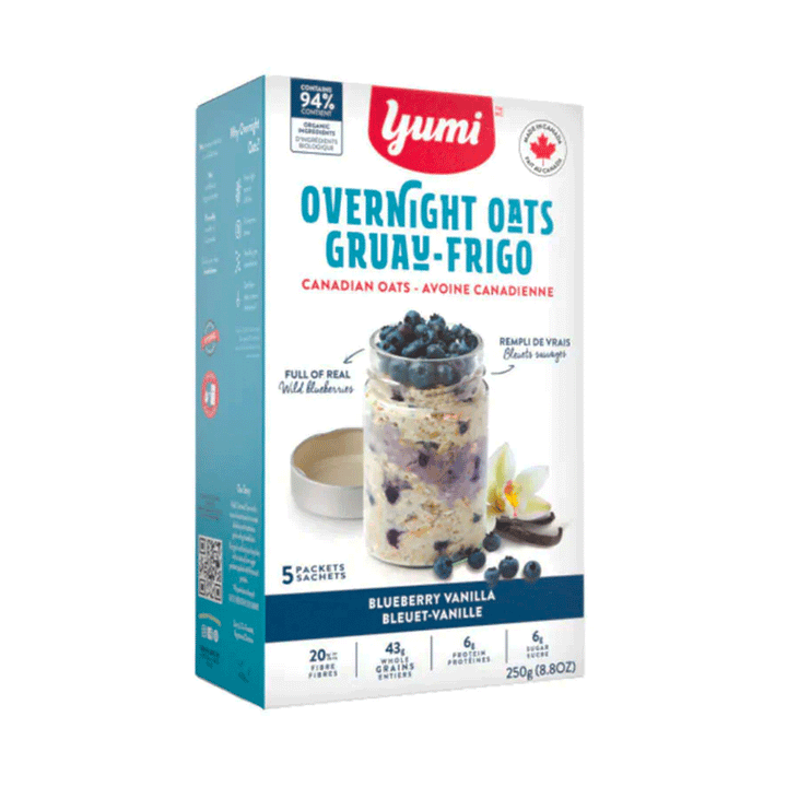 Yumi Organic Overnight Oats - Blueberry Vanilla, 5x50g