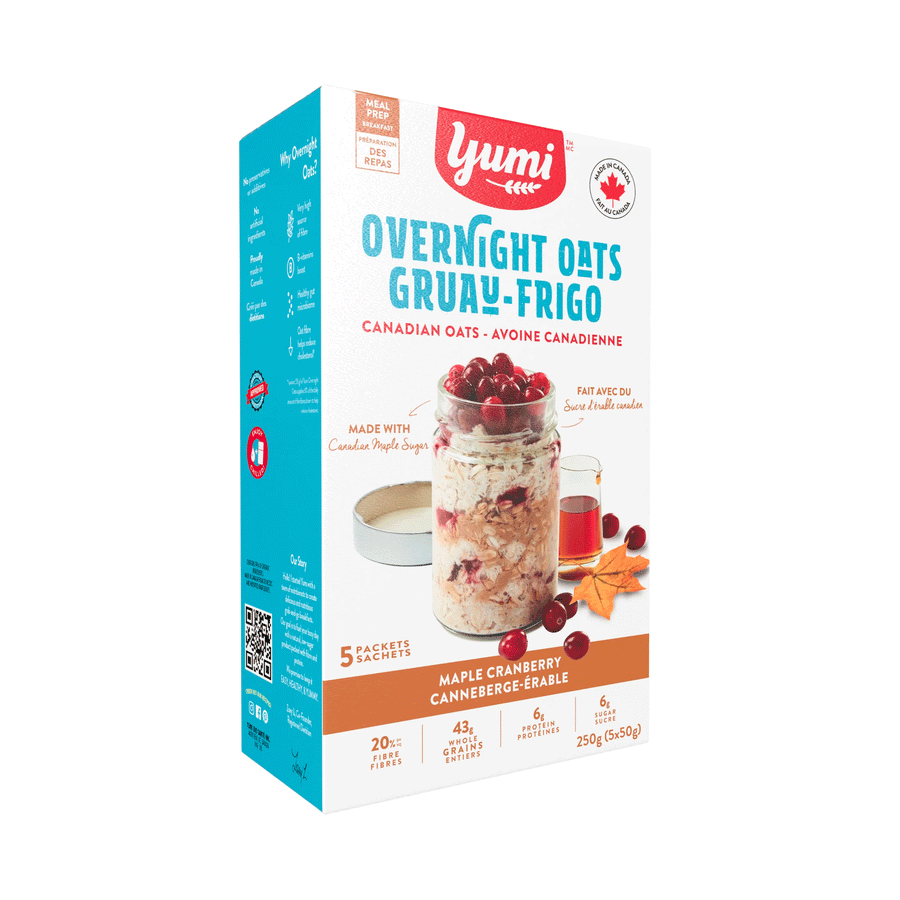 Yumi Organic Overnight Oats - Maple Cranberry, 5x50g