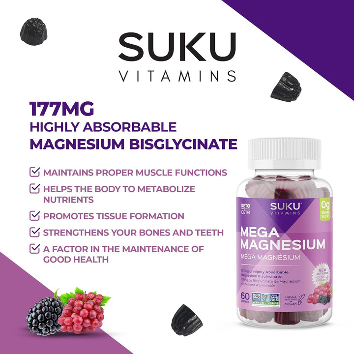 Suku Vitamins - Mega Magnesium, 60 Gummies
