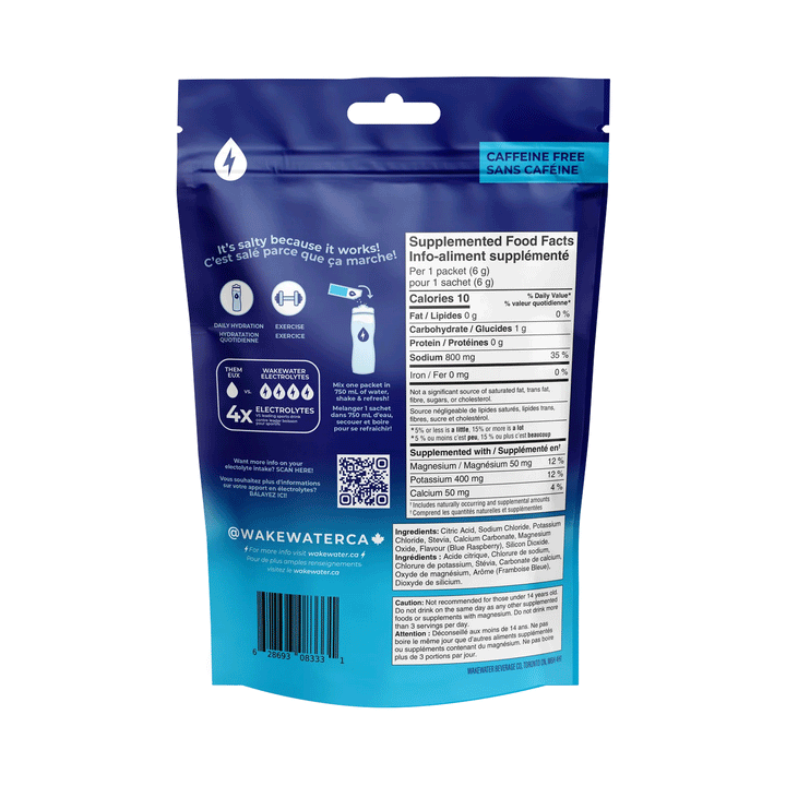 WakeWater Electrolytes Blue Raspberry, 10ct