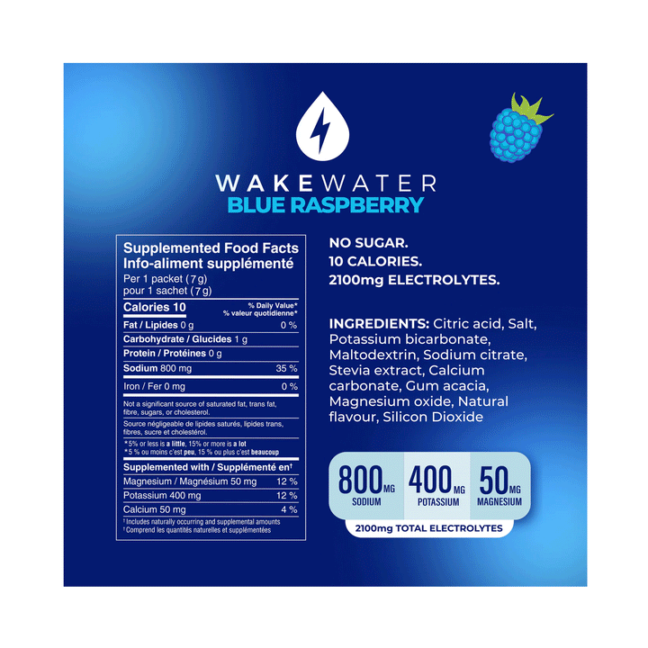WakeWater Electrolytes Blue Raspberry, 10ct