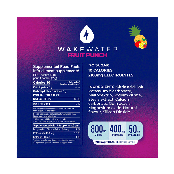 WakeWater Electrolytes Fruit Punch, 10ct