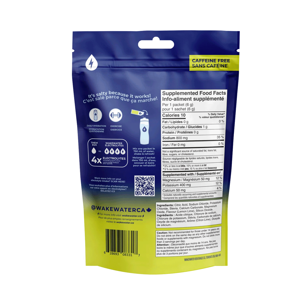 WakeWater Lemon Lime Electrolytes, 10ct