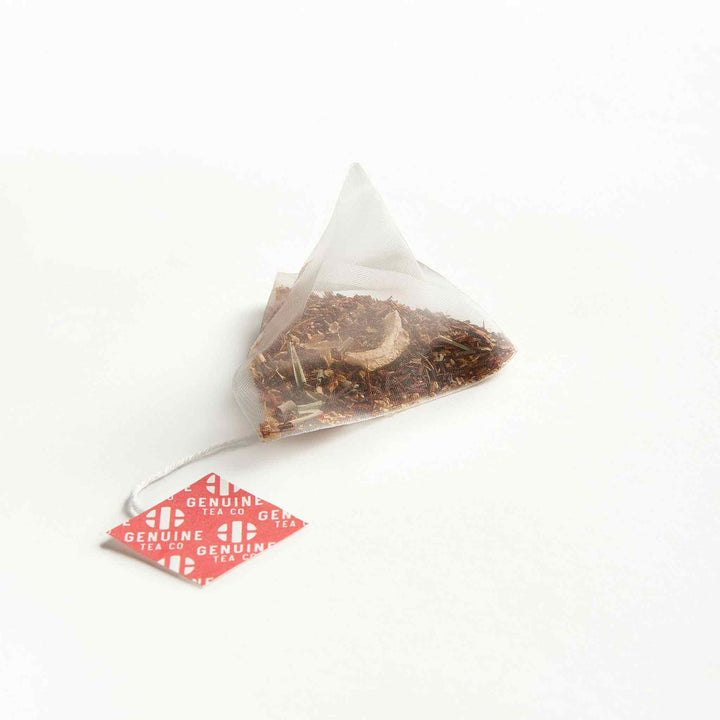 Genuine Tea Lemon Ginger Rooibos Pyramid Tea, 15 bags