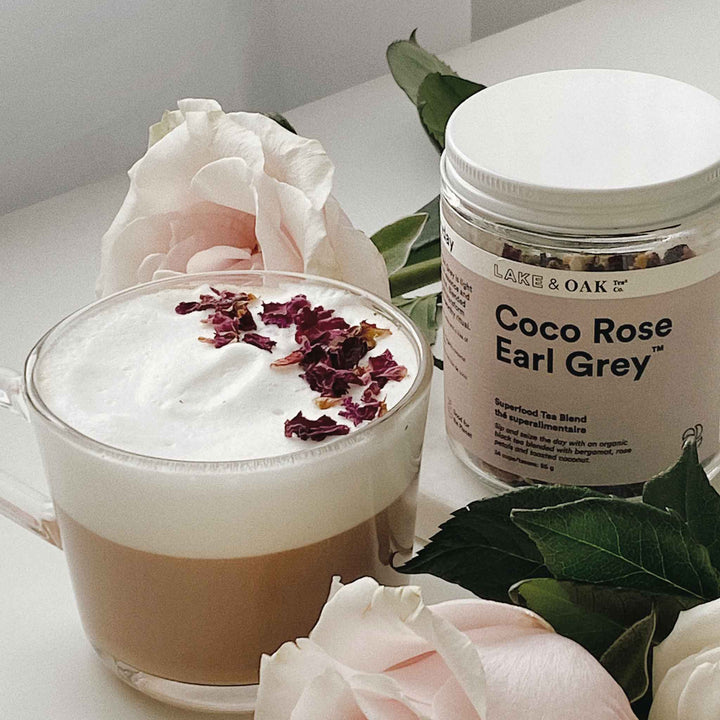 Lake & Oak Tea Co. Coco Rose Earl Grey Superfood Tea Blend, 85g