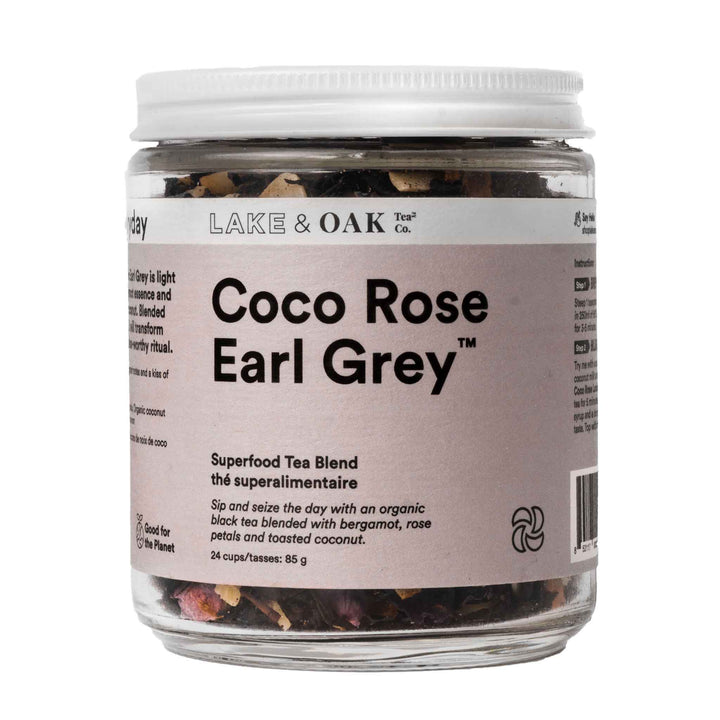 Lake & Oak Tea Co. Coco Rose Earl Grey Superfood Tea Blend, 85g
