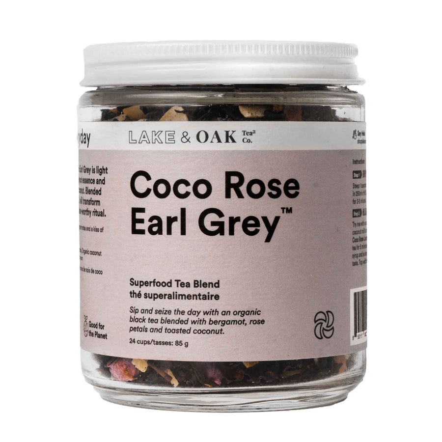 Lake & Oak Tea Co. Coco Rose Earl Grey Superfood Tea Blend, 85g