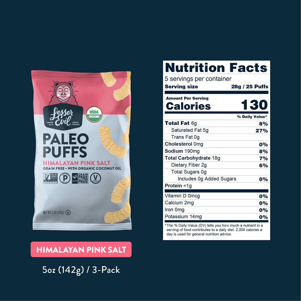 Lesser Evil Paleo Puffs - Himalayan Pink Salt, 142g