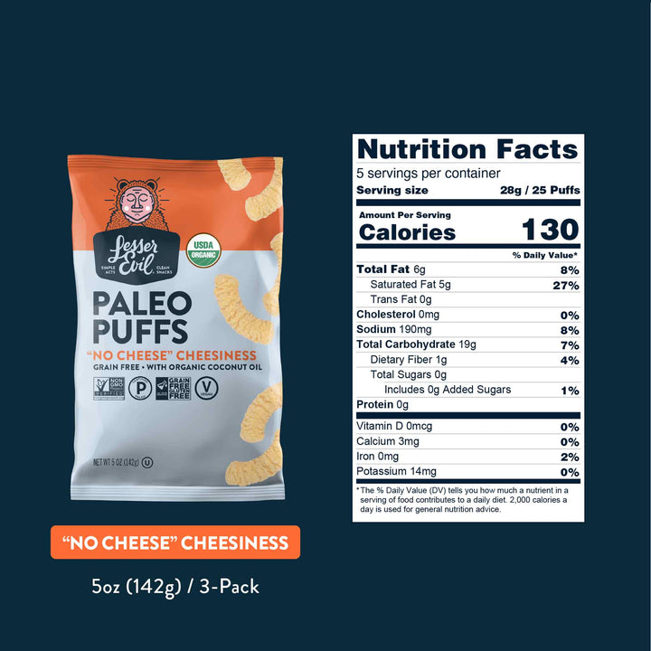 Lesser Evil Paleo Puffs - "No Cheese" Cheesiness, 142g